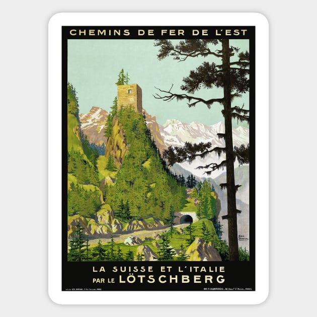 France Vintage Travel Poster Loetschberg Restored 1910 Sticker by vintagetreasure